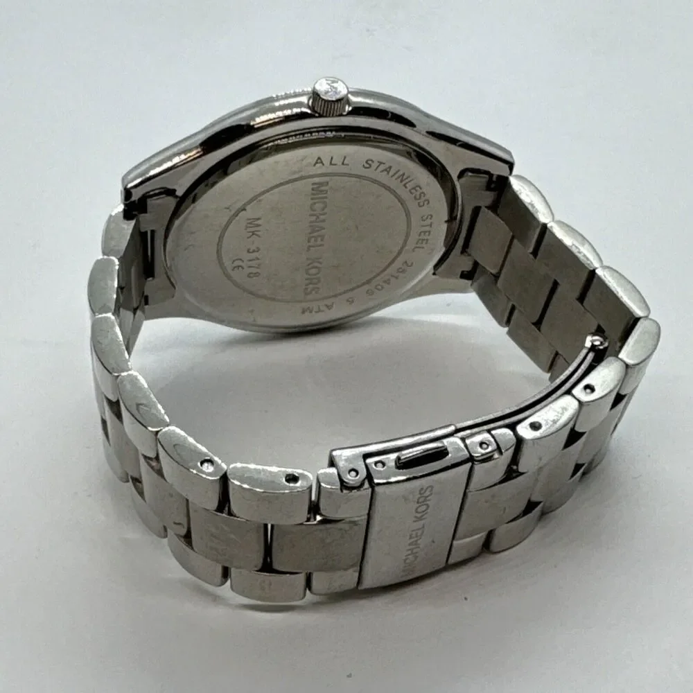 Michael Kors Slim Runway MK3178 Women's Silver Analog Dial Quartz Watch JNA609